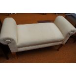 Upholstered Window Seat with Scroll Arms