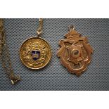 9ct Gold Football Medal Wigans.S.League Laithwaite Shield Runners Up 1929/1930 Suspended on a 9ct Go