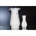 Two Belleek Vases - 16cm h