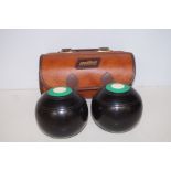 Cased Set Mitre Bowls with Leather Case