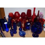 Large Collection of Ruby Glass and Bristol Blue Gl