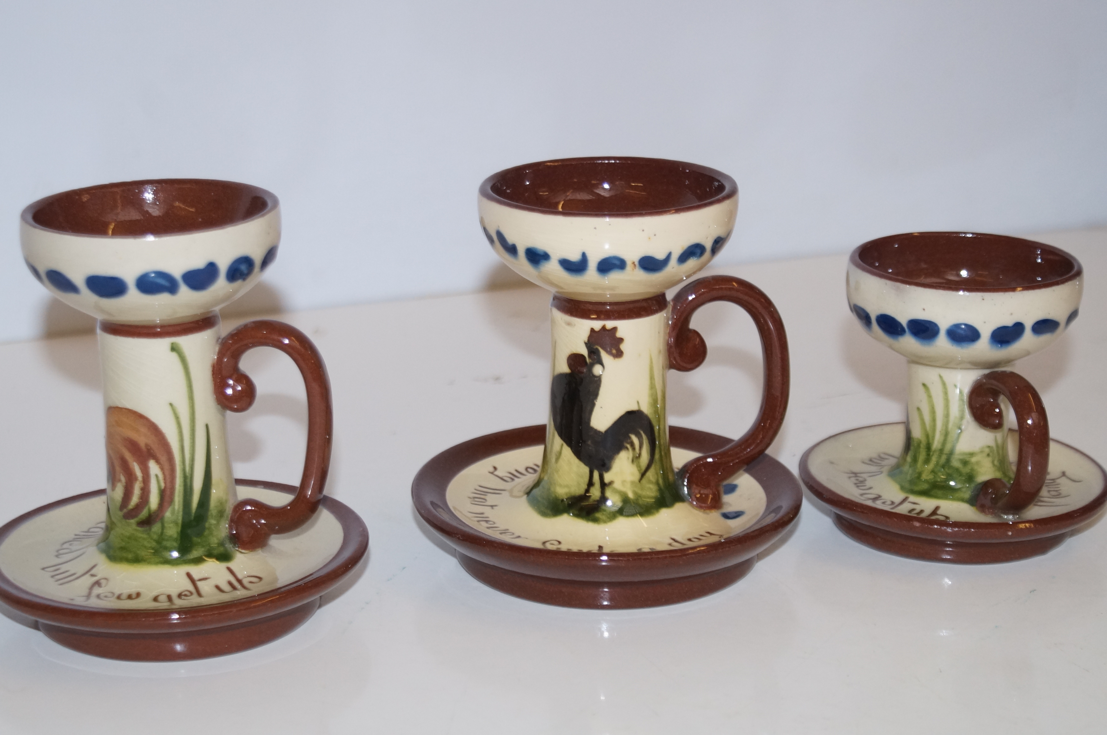 Torquay ware 3x candle sticks