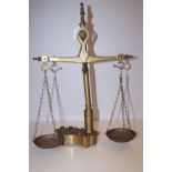 Set of Vintage Brass Balance Scales with Weights -