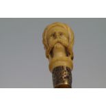 Ivory handle silver mounted walking stick