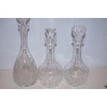 3x cut glass decanters