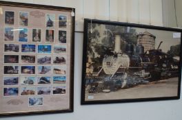 Framed Photograph of Steam Train Large together wi
