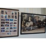 Framed Photograph of Steam Train Large together wi
