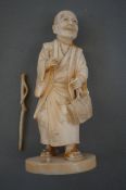 19th Century Finely Carved Ivory Figure, Repair to