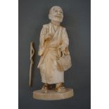 19th Century Finely Carved Ivory Figure, Repair to