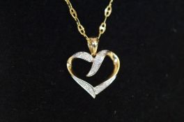 9ct Gold Chain & Pendant set with Diamonds