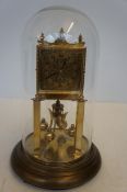 German Brass Anniversary Clock with Glass Dome - 3