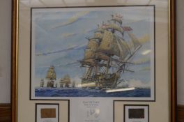 Framed and Signed HMS Victory Print with Genuine O