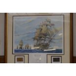 Framed and Signed HMS Victory Print with Genuine O