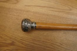 Silver Mounted Cane Handle with Full Birmingham Ha