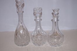 3 Cut Crystal Decanters