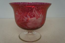 Victorian/Edwardian Cranberry Glass Bowl with Fine