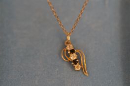 9ct Gold 5 Stones Necklace