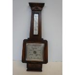 1930s Oak Barometer Thermometer