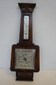 1930s Oak Barometer Thermometer