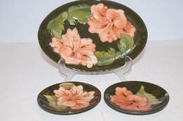 Moorcroft 2 Hibicus Pin Dishes together with a Ova