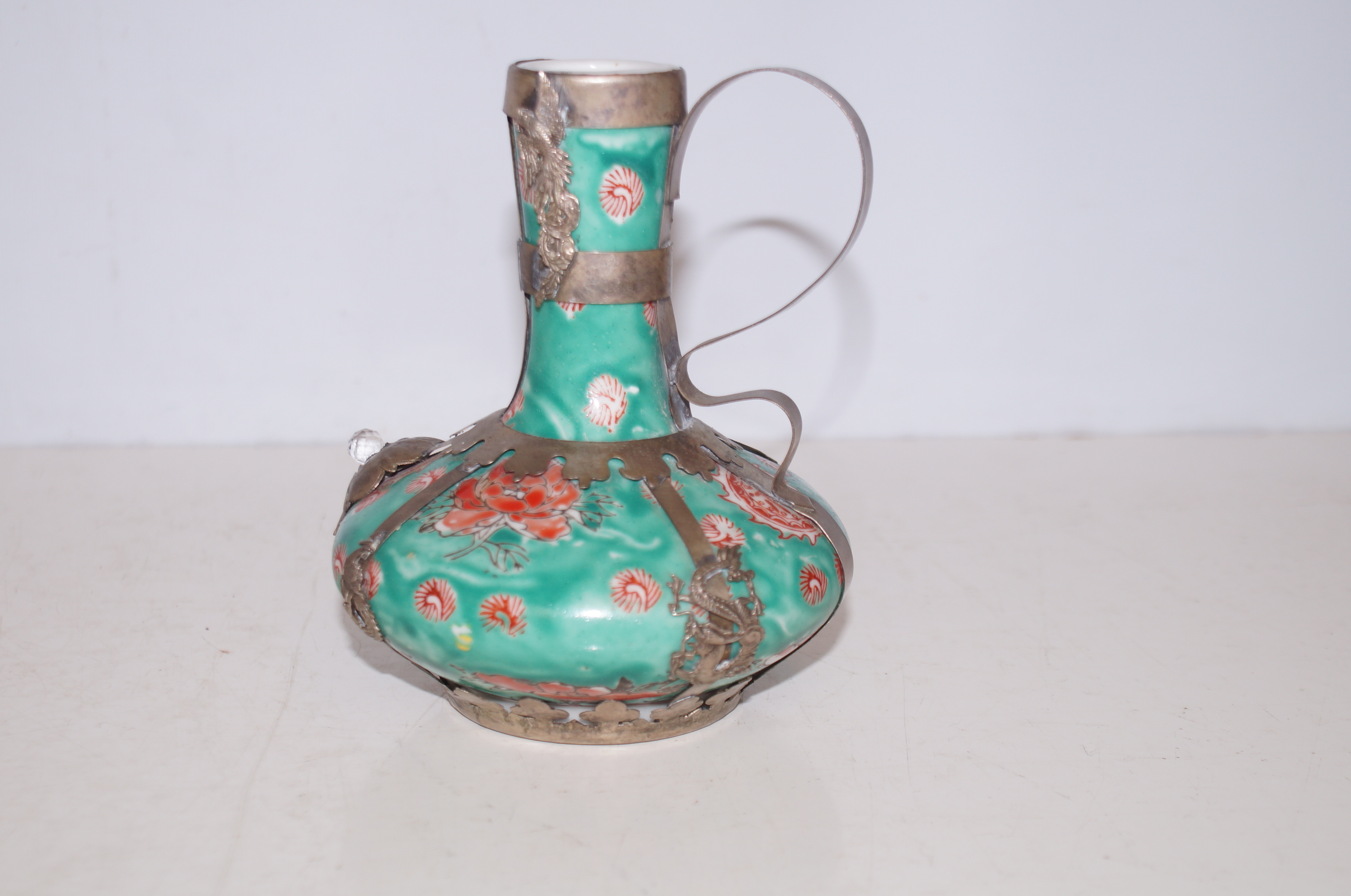 Oriental Ceramic Metal Jug