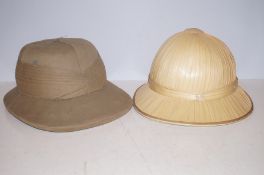 Vintage Pith Hat together with a Straw Hat, Asquit