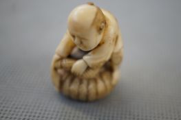 19th Century Carved Ivory Netski Signed to Base -