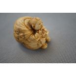 19th Century Carved Ivory Netski Signed to Base -