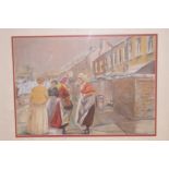 Seerey Lester Framed Pastel 'Street Scene' - 68cm