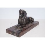 Heavy Bronze Sphinx on Marble Base - 28cm w