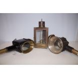 2 early Carriage Lamps together with 1 Other