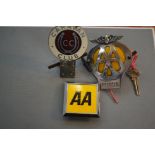 Original early AA Car Badge with Original Key toge