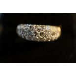 9ct Gold Cluster Ring set with White Stones - Size