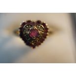 9ct Gold Dress Ring set with Ruby & Diamonds - Siz