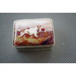 925 Silver PillBox with Hunting Dogs