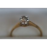 18ct Gold Ring set with Solitaire Diamond, Unmarke