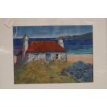 Oil on Board 'Cottage and Beach Scene' Signed M. B
