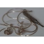 Silver Necklace with Pencil & Silver Earrings