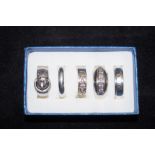 5 Silver Gents Rings Assorted