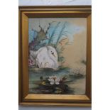 Victorian Framed Tile Swan