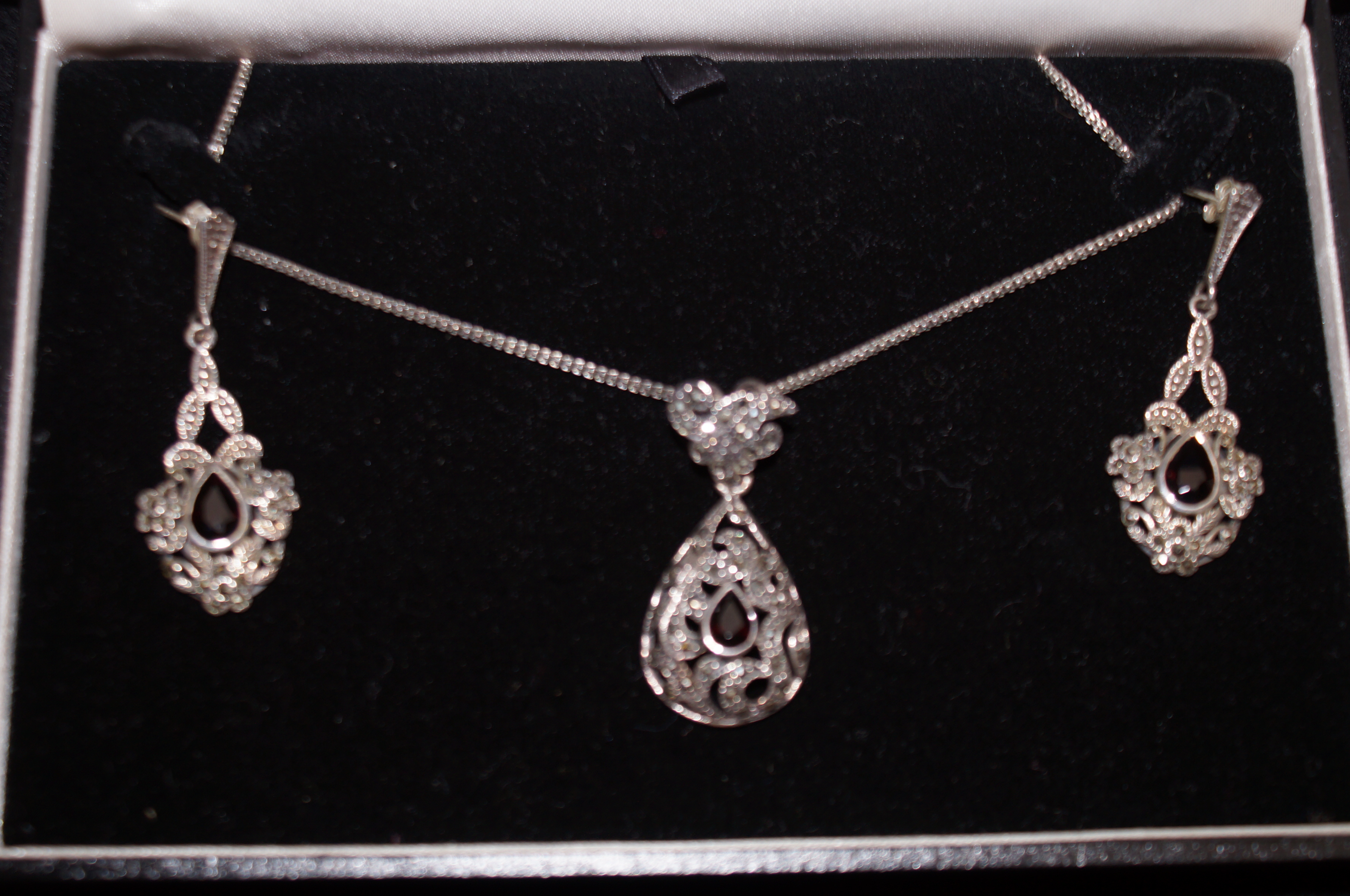 Silver Marcasite Necklace Set (4 Pieces)