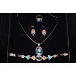 Silver Multi-Stone Necklace Set (4 Pieces)