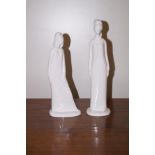 2 White Spode figures of Princess Diana