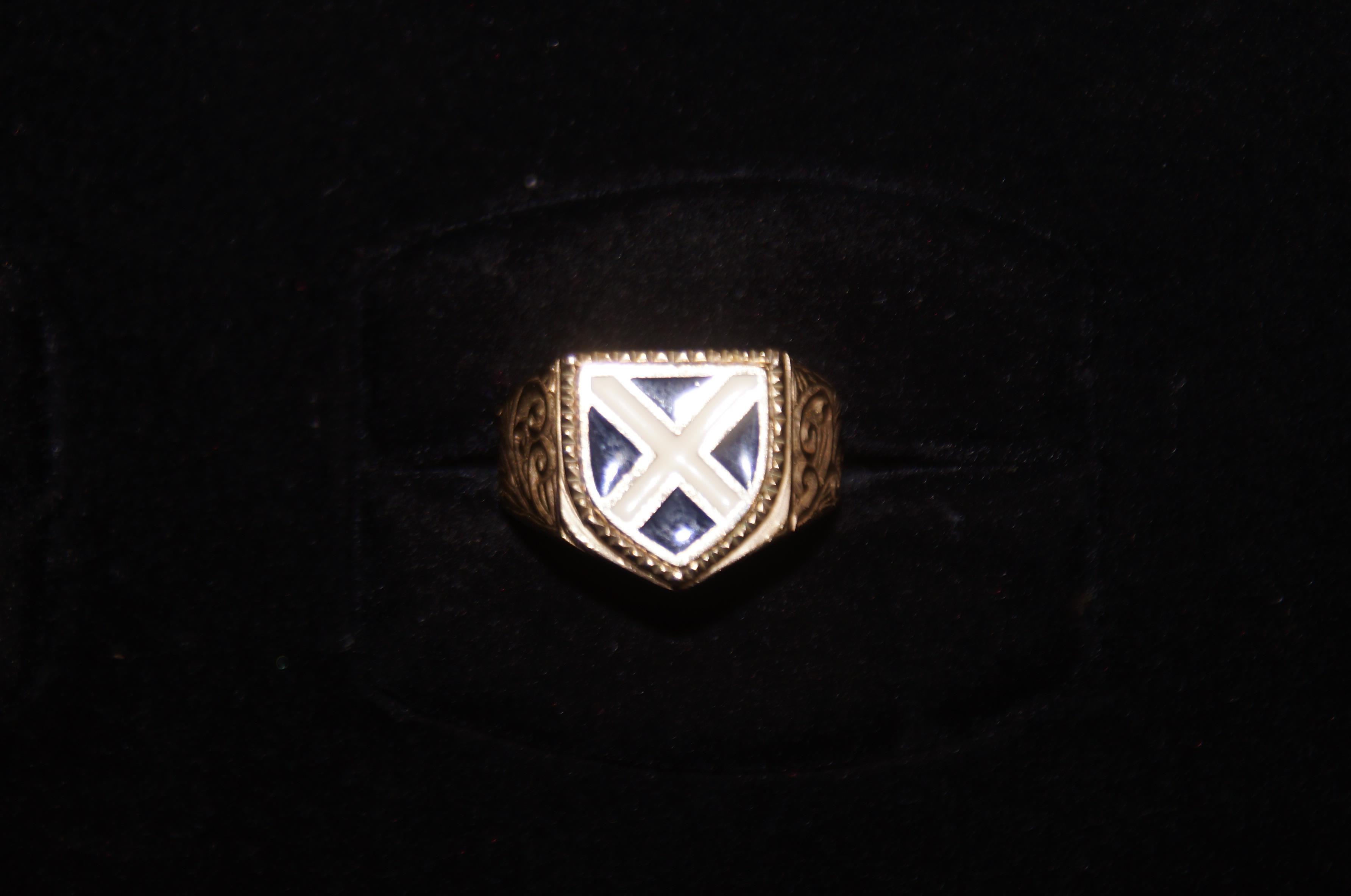9ct Gold Enamel Scotland Flag Signet Ring - 7.5g