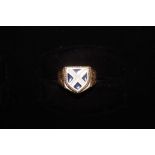 9ct Gold Enamel Scotland Flag Signet Ring - 7.5g