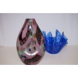 Art Glass Vase Handkerchief Bowl
