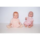 2 Pedigree Composite Baby Dolls 1940s - 9in