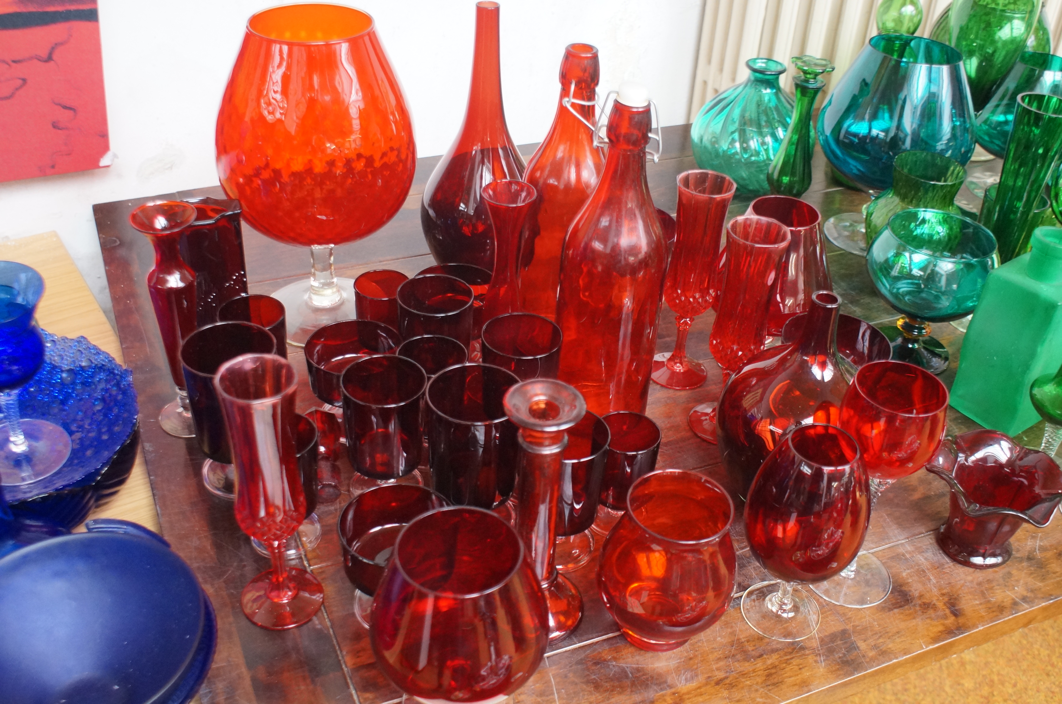 Collection of Red Art Glassware