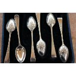 Cased Set of 6 Silver Teaspoons, Full London Hallm