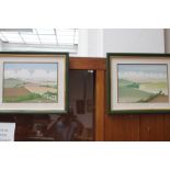 Pair of Framed Line Prints both Signed in Pencil -